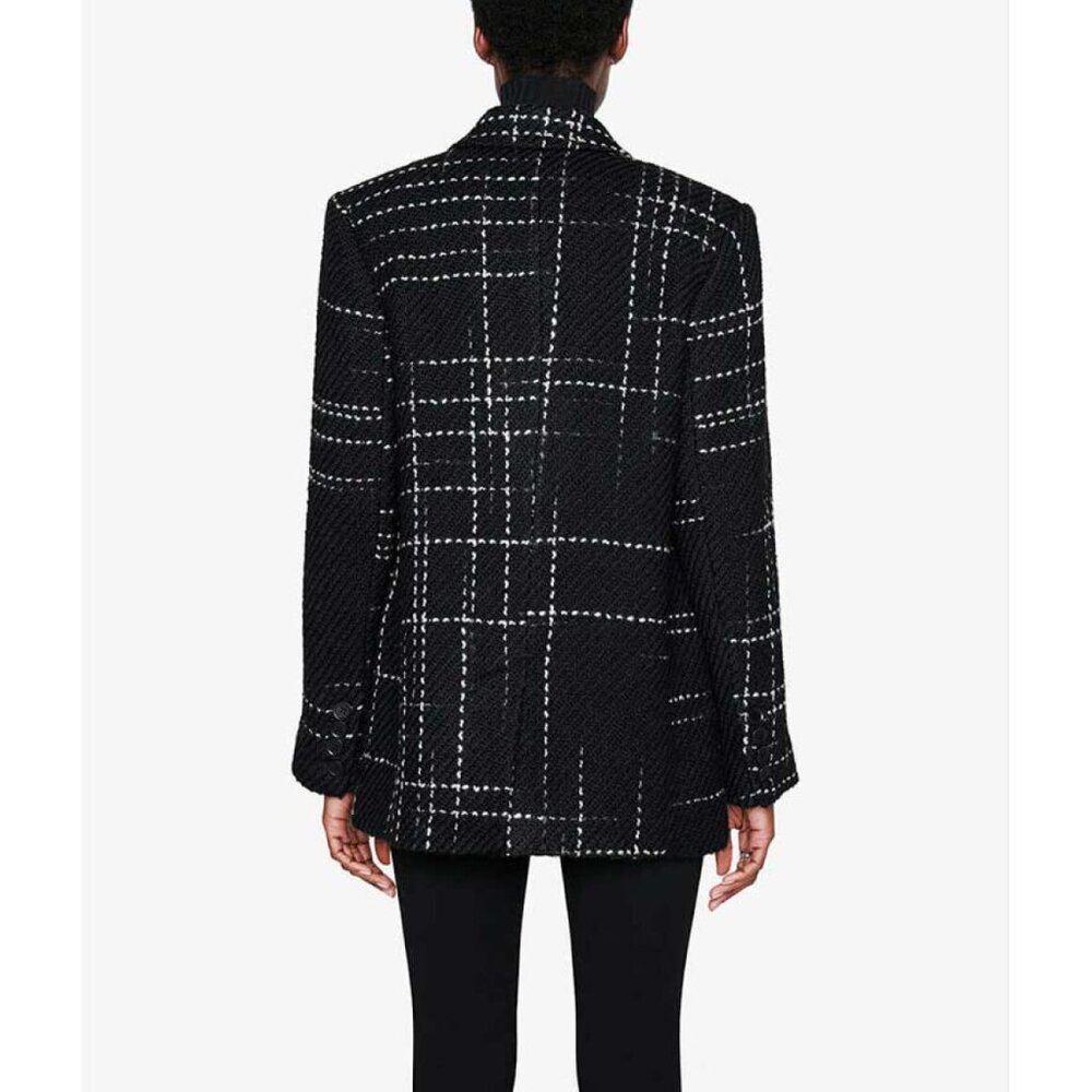 ANINE BING Kaia Plaid Blazer - Black and White - Picture 6 of 10